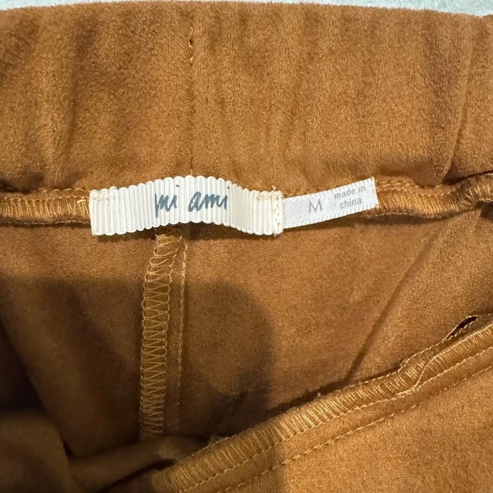 Mi Ami faux suede tie waist high rise joggers
